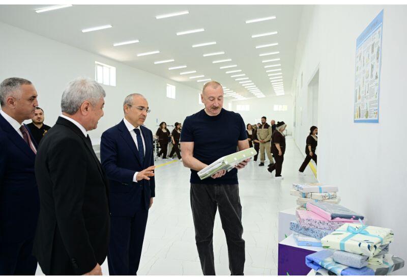 Президент Ильхам Алиев принял участие в открытии ООО «Карабахский текстильный дом» в Ходжалы