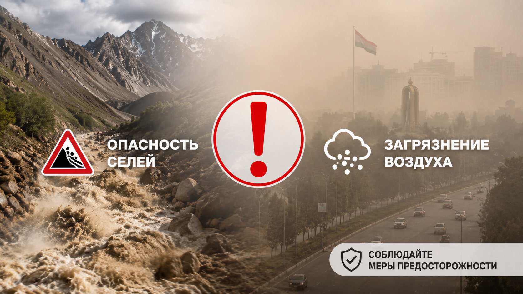 Опасность селей и пыльная мгла сохраняются в ряде регионов Таджикистана