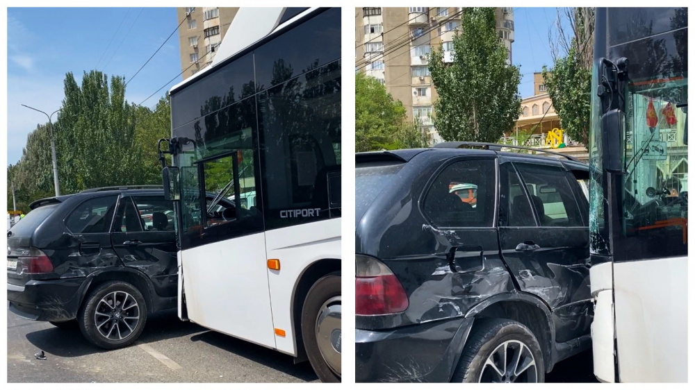 В Бишкеке автобус столкнулся с BMW (видео)